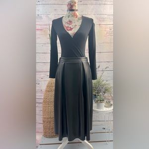 NWT ASOS Design Leather Look Full Midi Skirt with Box Pleats Size 6